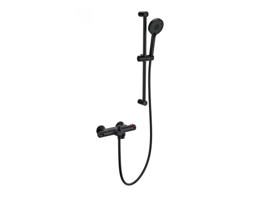 Смеситель для ванны с душевым гарнитуром и термостатом WONZON & WOGHAND, Черный матовый (WW-C2001-A-MB)