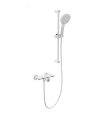 Смеситель для душа с гарнитуром WONZON & WOGHAND ClickPlate, Белый матовый (WW-B2052-A-MW)