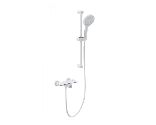 Смеситель для душа с гарнитуром WONZON & WOGHAND ClickPlate, Белый матовый (WW-B2052-A-MW)