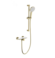 Смеситель для душа с гарнитуром WONZON & WOGHAND ClickPlate, Брашированное золото (WW-B2052-A- BG)