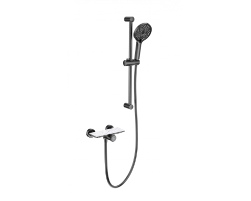 Смеситель для душа с гарнитуром WONZON & WOGHAND ClickPlate, Темный графит (WW-B2052-A-BGG)