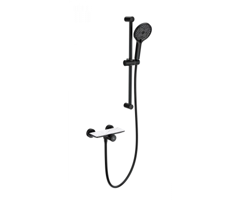 Смеситель для душа с гарнитуром WONZON & WOGHAND ClickPlate, Черный матовый (WW-B2052-A-MB)