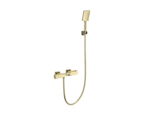 Смеситель для душа с термостатом WONZON & WOGHAND Twist, Брашированное золото (WW-B2025-A- BG)