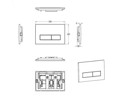Кнопка смыва для инсталляции механическая WONZON & WOGHAND, Брашированное золото (WW-IB224-BG)