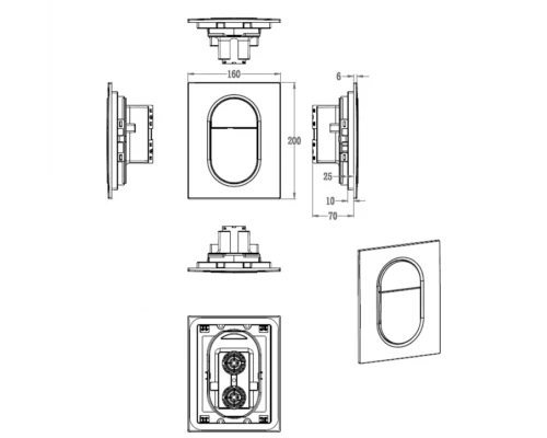 Кнопка смыва для инсталляции пневматическая WONZON & WOGHAND, Хром (WW-IB257-CR)