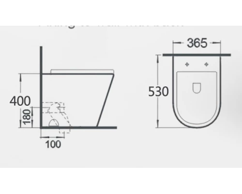 Унитаз приставной Gid TRS-263BM 62212Y черный матовый 56x36x41