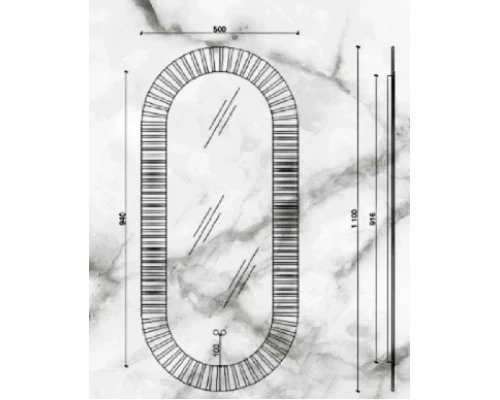 Зеркало с подсветкой в ванную настенное сенсорное с антизапотеванием ES,M 0008S Camila Caprice 50х110 овальное