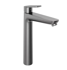 Смеситель для раковины Abelsberg Lineara UNF23509GM высокий, космическая сталь