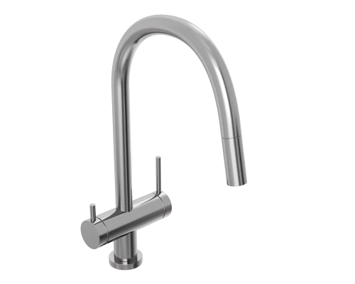 Смеситель д/кухни Abelsberg Aera EMF71709CH c вытяжным изливом и фильтром д/воды, цвет глянцевый хром