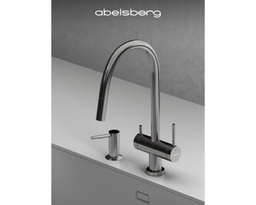 Смеситель д/кухни Abelsberg Aera EMF71709CH c вытяжным изливом и фильтром д/воды, цвет глянцевый хром