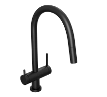 Смеситель для кухни Abelsberg Aera EMF71709MB c вытяжным изливом и возможностью подключения фильтра для воды, цвет матовый черный