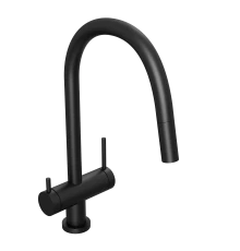 Смеситель для кухни Abelsberg Aera EMF71709MB c вытяжным изливом и возможностью подключения фильтра для воды, цвет матовый черный