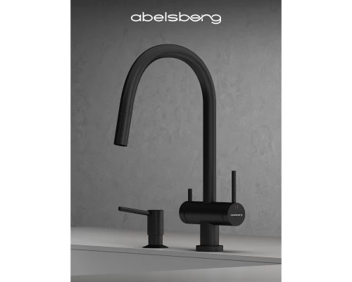 Смеситель д/кухни Abelsberg Aera EMF71709MB c вытяжным изливом и фильтром д/воды, цвет матовый черный