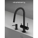 Смеситель д/кухни Abelsberg Aera EMF71709MB c вытяжным изливом и фильтром д/воды, цвет матовый черный