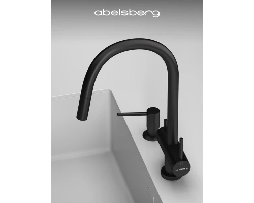 Смеситель д/кухни Abelsberg Aera EMF71709MB c вытяжным изливом и фильтром д/воды, цвет матовый черный