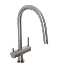 Смеситель для кухни Abelsberg Aera EMF71709BN c вытяжным изливом и возможностью подключения фильтра для воды, цвет титан, PVD покрытие