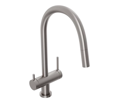 Смеситель д/кухни Abelsberg Aera EMF71709BN c вытяжным изливом и фильтром д/воды, цвет титан