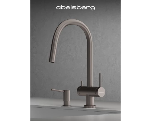 Смеситель д/кухни Abelsberg Aera EMF71709BN c вытяжным изливом и фильтром д/воды, цвет титан