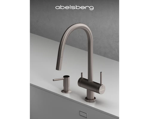 Смеситель д/кухни Abelsberg Aera EMF71709BN c вытяжным изливом и фильтром д/воды, цвет титан