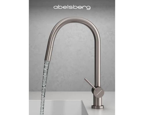 Смеситель д/кухни Abelsberg Aera EMF71709BN c вытяжным изливом и фильтром д/воды, цвет титан