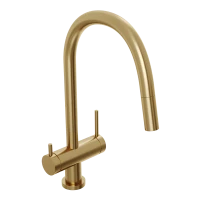 Смеситель для кухни Abelsberg Aera EMF71709BG c вытяжным изливом и возможностью подключения фильтра для воды, цвет королевское золото, PVD покрытие