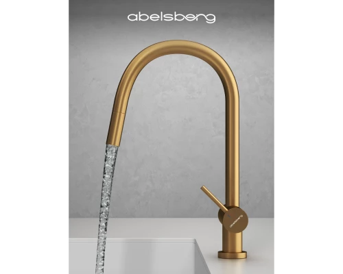 Смеситель д/кухни Abelsberg Aera EMF71709BG c вытяжным изливом и фильтром д/воды, цвет королевское золото