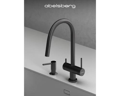 Смеситель д/кухни Abelsberg Aera EMF71709GM c вытяжным изливом и фильтром д/воды, цвет космическая сталь