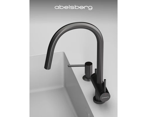 Смеситель д/кухни Abelsberg Aera EMF71709GM c вытяжным изливом и фильтром д/воды, цвет космическая сталь