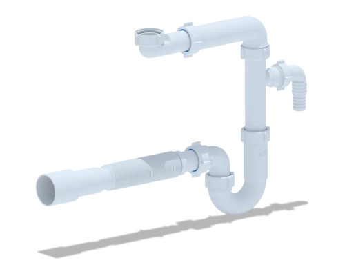 Сифон для умывальника 1 1/4 х 32 с отвод. для ст.машины без выпуска с гиб.труб.32х40/50мм, ANI PLAST