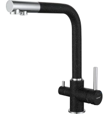 GF Смеситель для кухни, Г-обр. D-35мм с краном питьевой воды (черный)