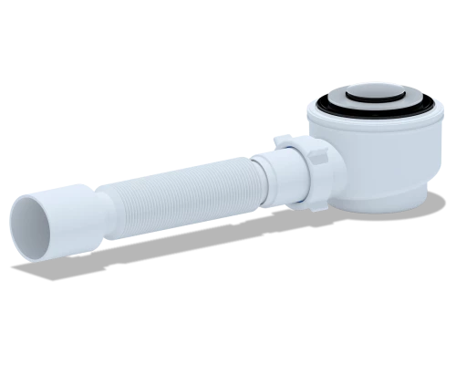 Сифон для душевого поддона 1 1/2*50/60, хром, клик-клак,  c гибкой трубой 40*50,,, ANI PLAST