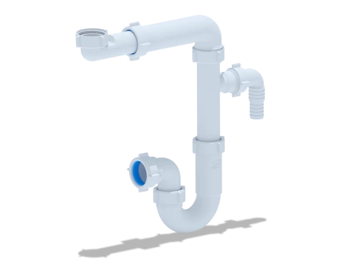 Сифон для умывальника 1 1/4 х 32 с отводом для ст. машины без выпуска выход  32 мм, ANI PLAST