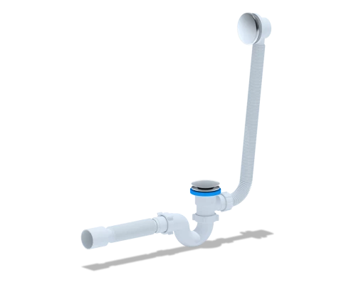 Сифон Ани для ванны клик-клак,грибок,сетка,выпуск и перелив с трубой 40/50 прямоточный, ANI PLAST