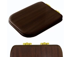 [238077] Крышка-сиденье Kerasan Waldorf для унитаза, микролифт, цвет орех, петли золото, 418740 +30100 ₽