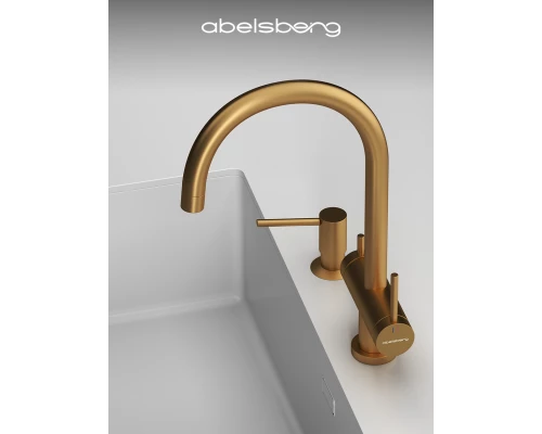Смеситель д/кухни Abelsberg Aera AWF70029BG с фильтром д/воды, цвет королевское золото