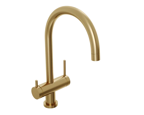 Смеситель д/кухни Abelsberg Aera AWF70029BG с фильтром д/воды, цвет королевское золото