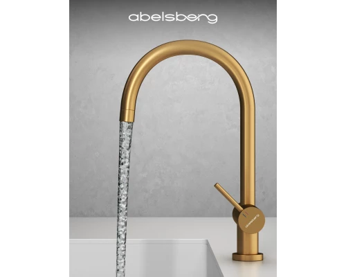 Смеситель д/кухни Abelsberg Aera AWF70029BG с фильтром д/воды, цвет королевское золото
