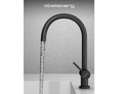 Смеситель д/кухни Abelsberg Aera AWF70029MB с фильтром д/воды, цвет вулканический черный