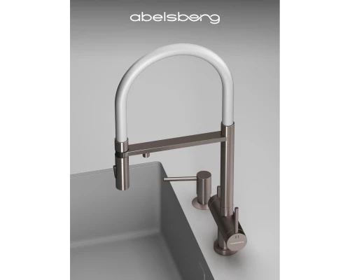 Смеситель д/кухни Abelsberg Venta IXF73979BN c гибким изливом и фильтром д/воды, цвет титан