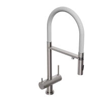 Смеситель для кухни Abelsberg Venta IXF73979BN c гибким изливом и возможностью подключения фильтра для воды, цвет титан, PVD покрытие