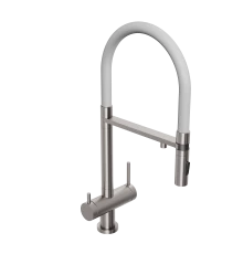 Смеситель для кухни Abelsberg Venta IXF73979BN c гибким изливом и возможностью подключения фильтра для воды, цвет титан, PVD покрытие