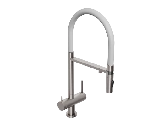 Смеситель д/кухни Abelsberg Venta IXF73979BN c гибким изливом и фильтром д/воды, цвет титан