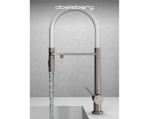 Смеситель д/кухни Abelsberg Venta IXF73979BN c гибким изливом и фильтром д/воды, цвет титан
