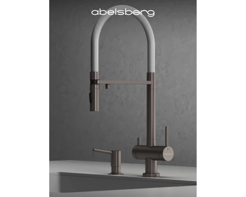 Смеситель д/кухни Abelsberg Venta IXF73979BN c гибким изливом и фильтром д/воды, цвет титан
