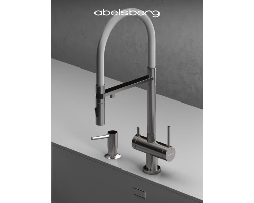 Смеситель д/кухни Abelsberg Venta IXF73979CH c гибким изливом и фильтром д/воды, цвет лянцевый хром