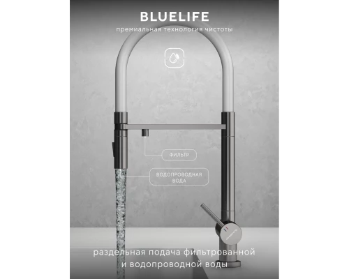 Смеситель д/кухни Abelsberg Venta IXF73979CH c гибким изливом и фильтром д/воды, цвет лянцевый хром