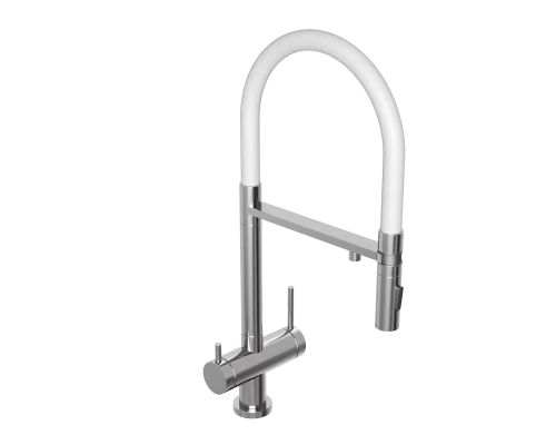 Смеситель д/кухни Abelsberg Venta IXF73979CH c гибким изливом и фильтром д/воды, цвет лянцевый хром