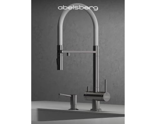 Смеситель д/кухни Abelsberg Venta IXF73979CH c гибким изливом и фильтром д/воды, цвет лянцевый хром