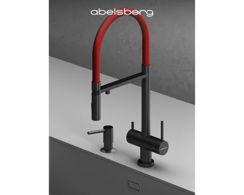 Смеситель д/кухни Abelsberg Venta IXF73979GM c гибким изливом и фильтром д/воды, цвет космическая сталь