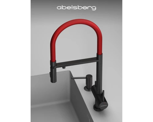 Смеситель д/кухни Abelsberg Venta IXF73979GM c гибким изливом и фильтром д/воды, цвет космическая сталь